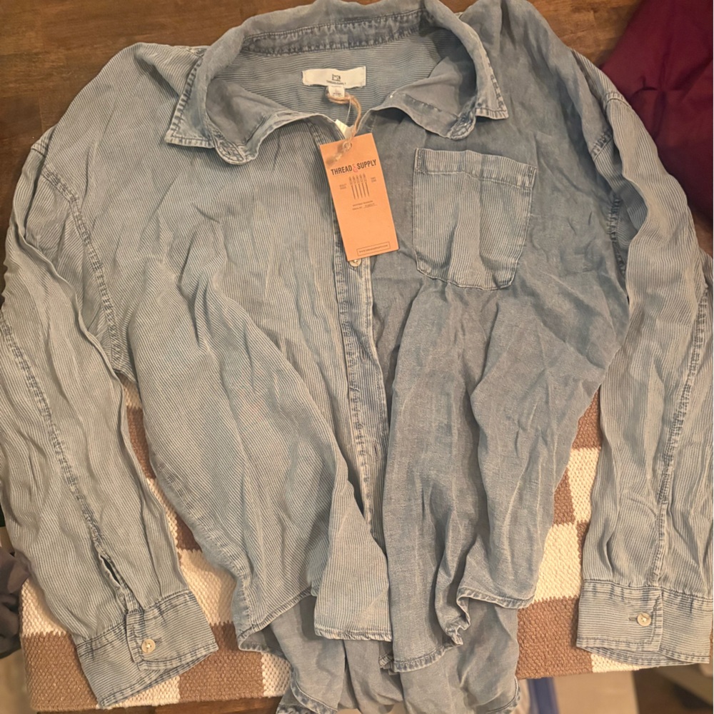 Thread & Supply Denim Blue Button Down Shirt - Picture 3 of 5